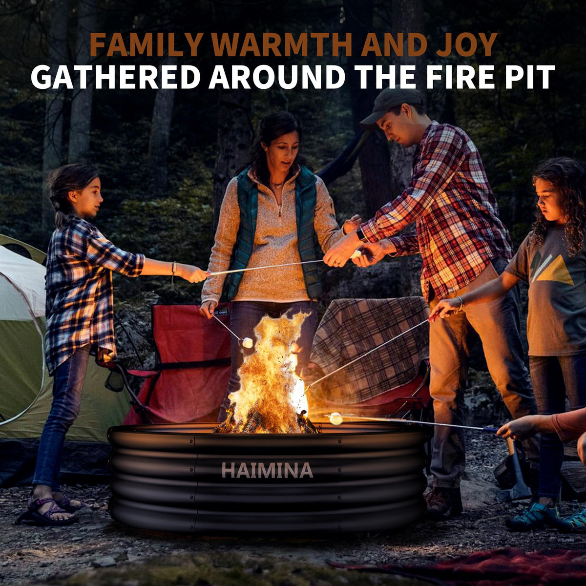 HAIMINA fire ring suited for camping, beach parties, and backyard gatherings.