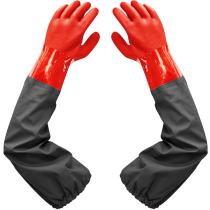 Haiou long arm waterproof gloves with blue palm for durable kitchen tasks