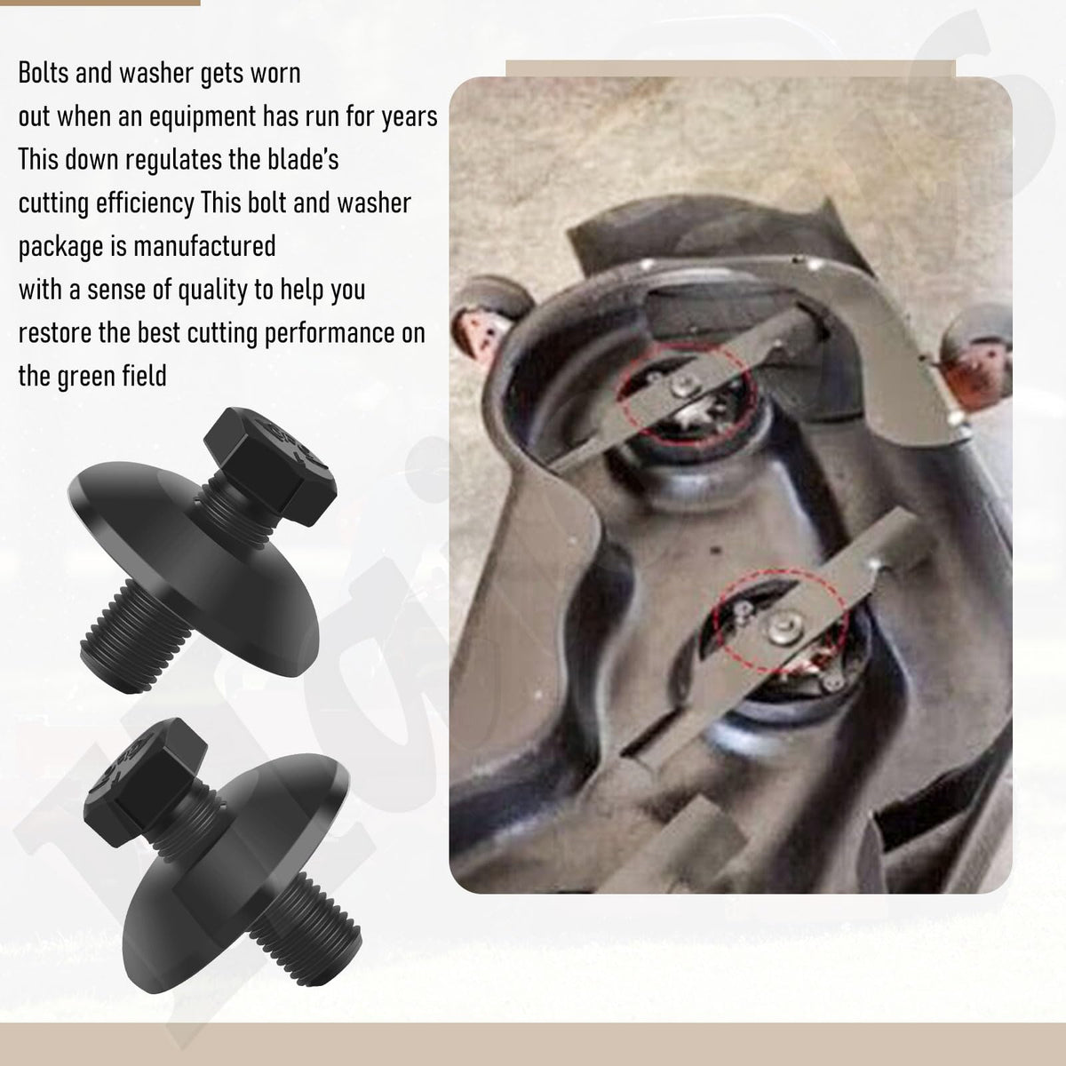 Haiouus 7/16 inch bolts fit mower blades securely on compatible machines
