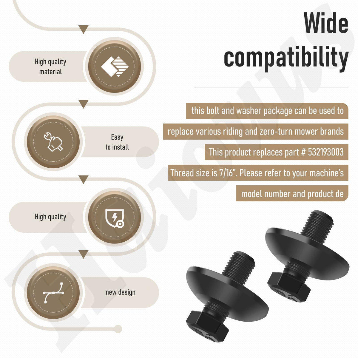 Haiouus premium blade bolt and washer pack for reliable mowing performance