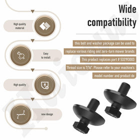 Haiouus premium blade bolt and washer pack for reliable mowing performance