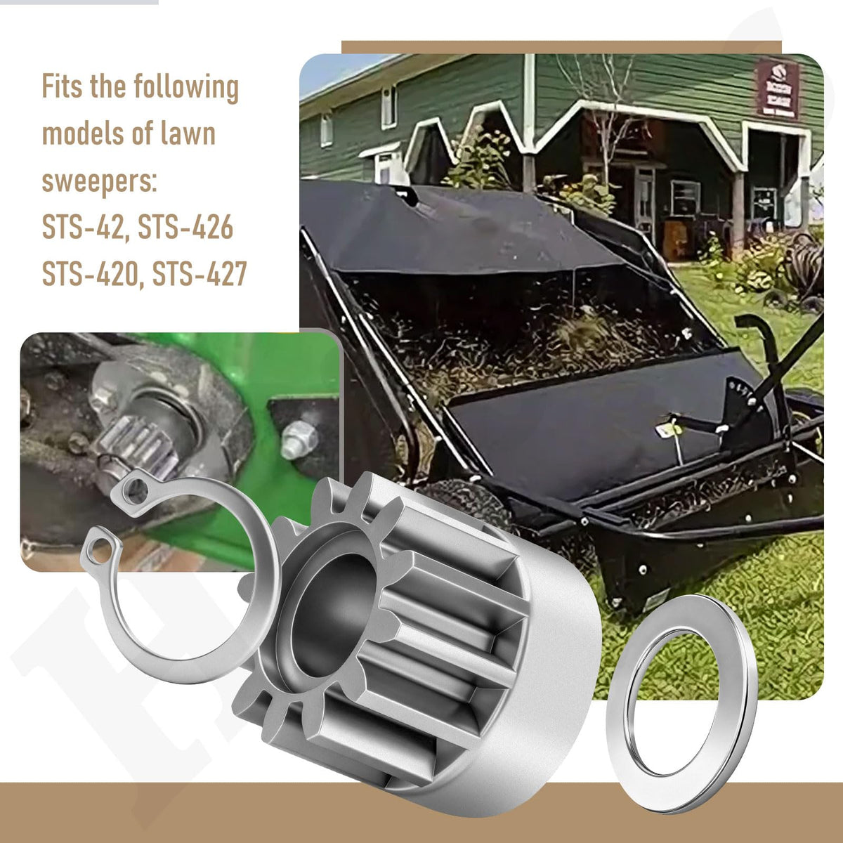Haiouus R-2485RH right pinion for 42-inch lawn sweepers enhances drive performance