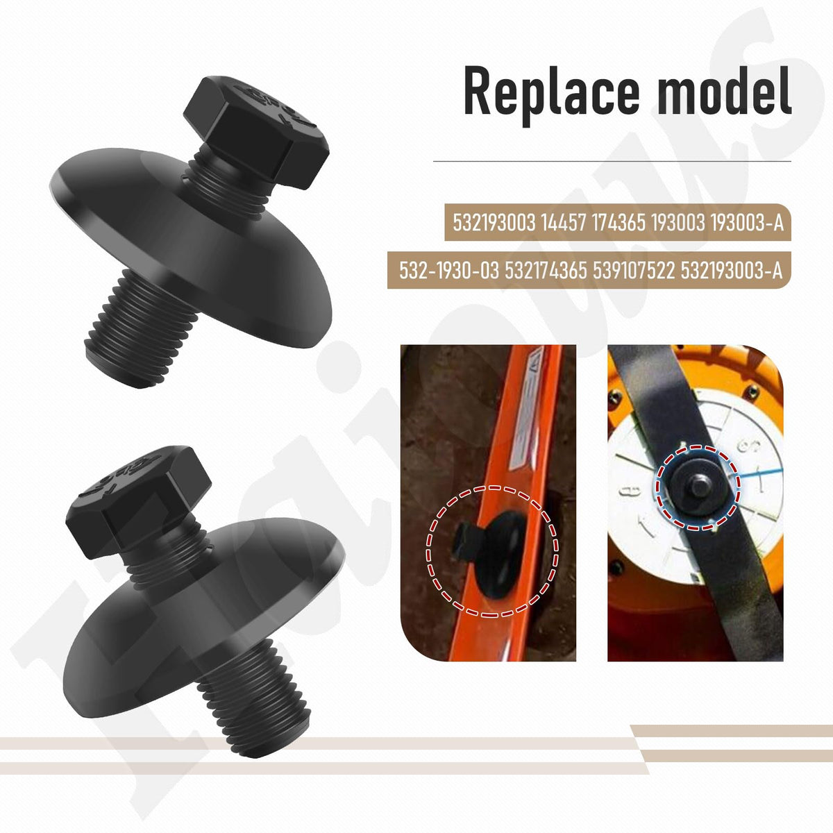 Haiouus replacement 532193003 bolts pair with Husqvarna and Craftsman mowers for quick upkeep