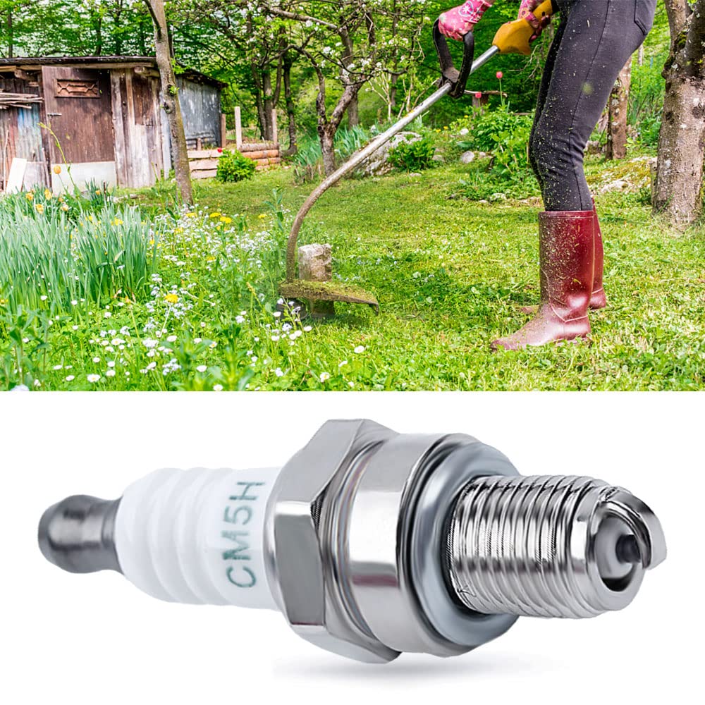 HAISHINE CMR5H spark plug close-up shows durable ceramic insulator and robust metal shell.