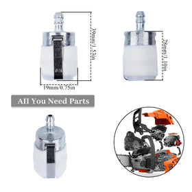 HAISHINE fuel filter for Husqvarna 350BT, front view, easy-to-install replacement.