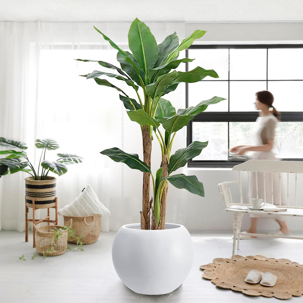 Haispring plant pot fiberstone material closeup shows durable surface