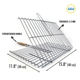 Hakan grill basket showing stainless steel construction and durability