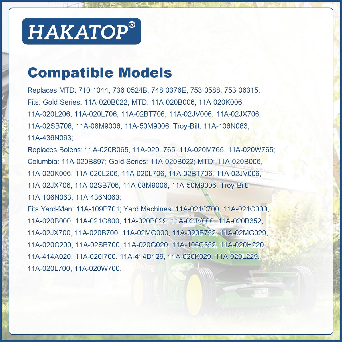 HAKATOP bore diameter 0.88 inches highlighted for blade compatibility.