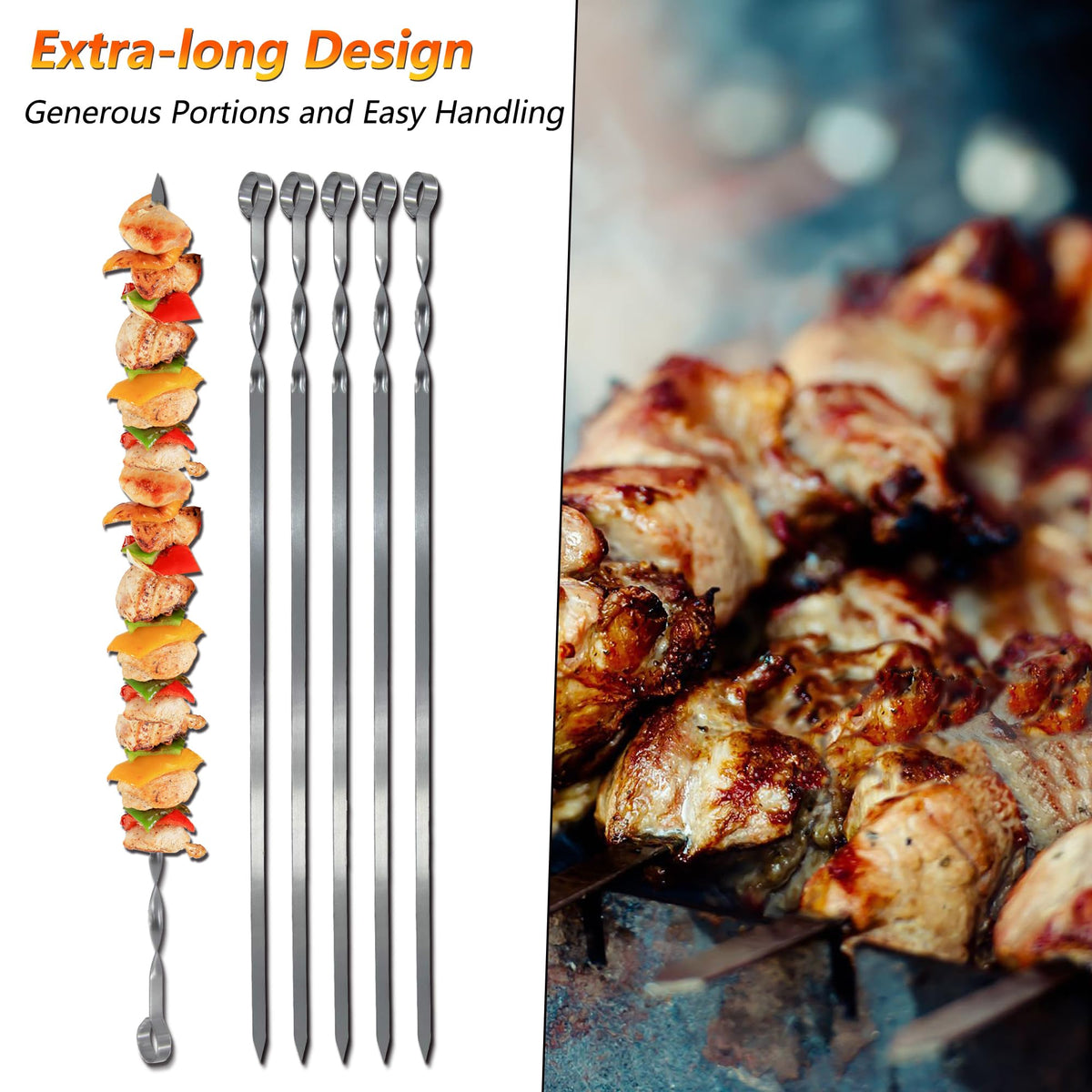 HAKKA ergonomic grip handles provide secure control during grilling