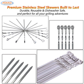 HAKKA extra-long 60cm skewers extend grilling area safely