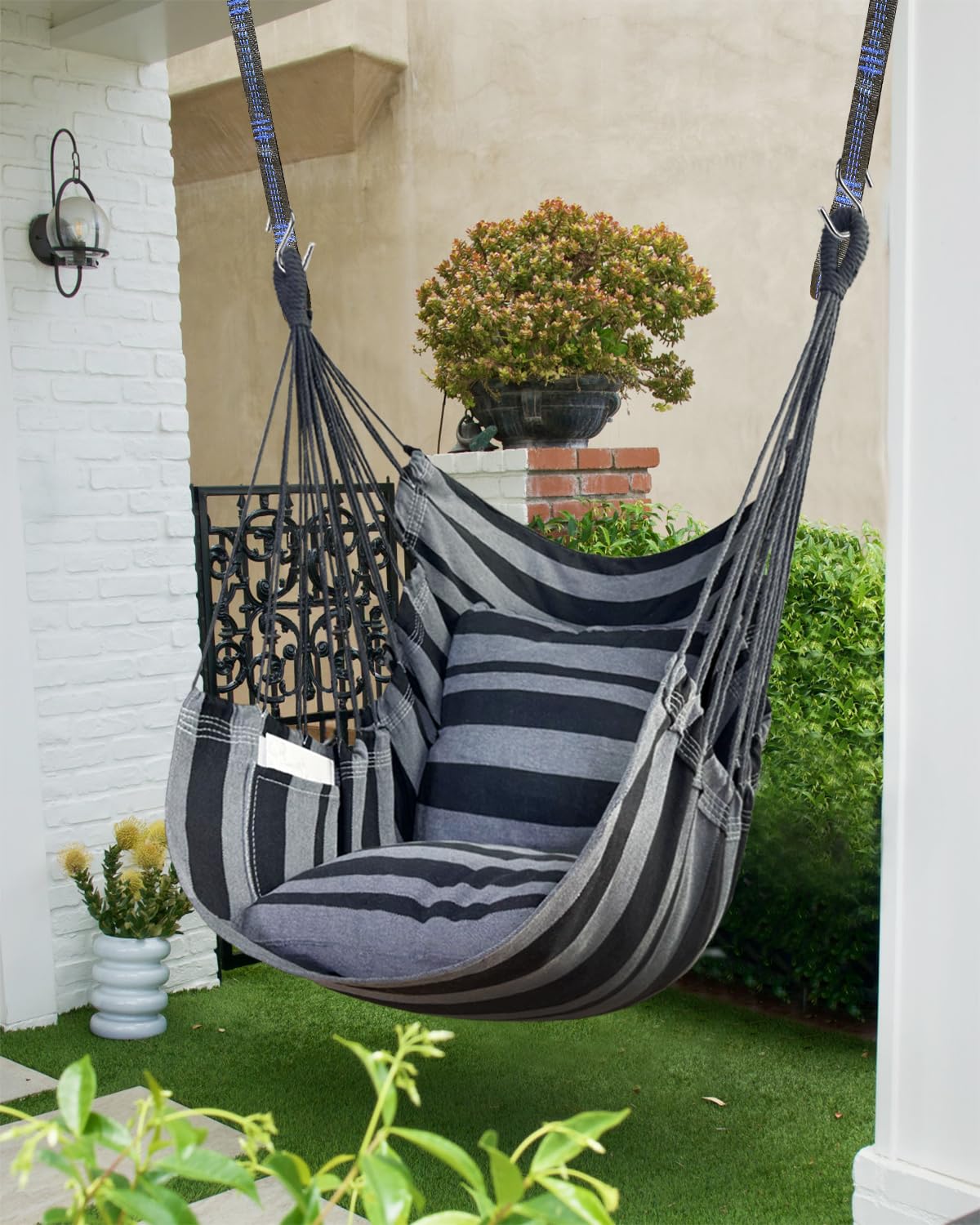 Halalona rope-swing detail highlights sturdy suspension for safe outdoor relaxation