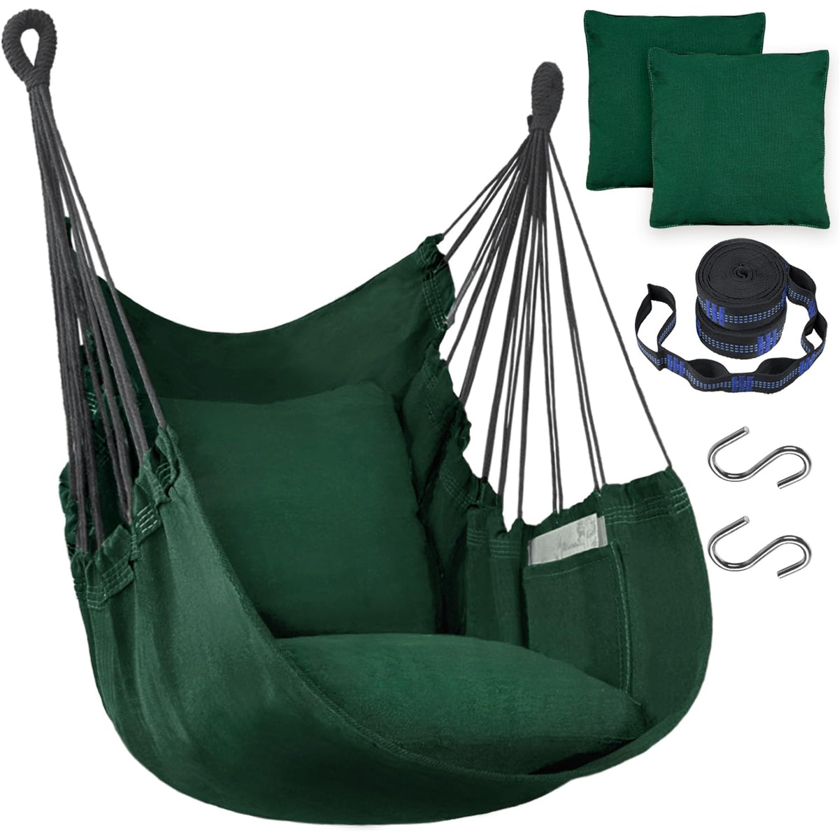Halalona hammock chair seat view with soft cotton fabric for cozy indoor lounging.