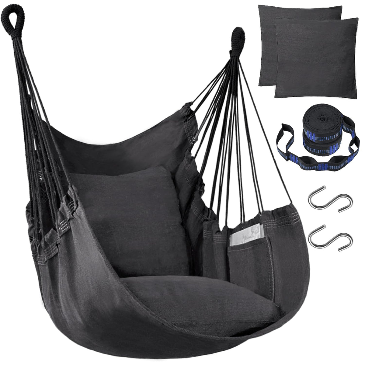Halalona hammock chair with soft cotton seat for comfortable indoor lounging.