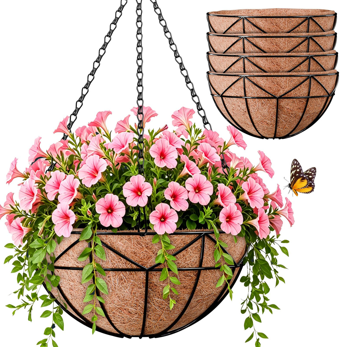 Halatool 14-inch hanging basket setup for easy outdoor installation