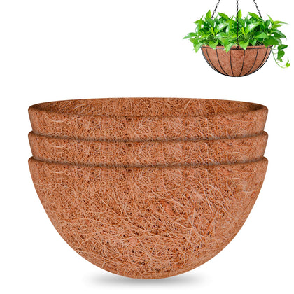 Halatool 18-inch round coco liner in a hanging basket improves drainage and moisture retention.