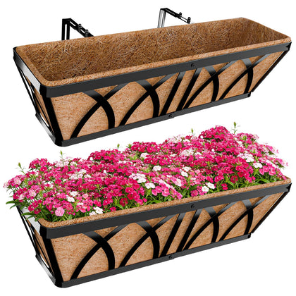 Halatool 24-inch railing planter boxes with roomy planting space for flowers and herbs