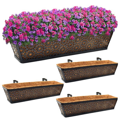 Halatool 30-inch railing planter box on porch railing for balcony greenery