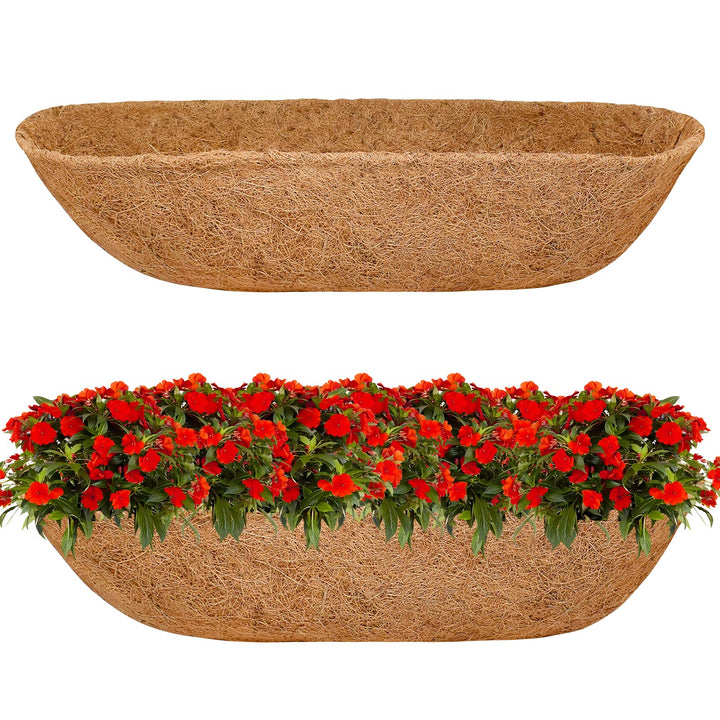 Halatool 36-inch coconut liner two-pack ready for railing planters, durable and spacious.