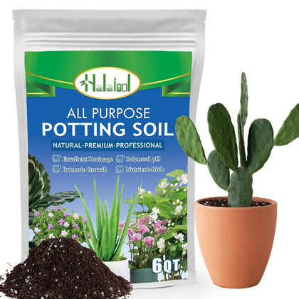 Halatool 6QT potting soil package for easy indoor and outdoor gardening.