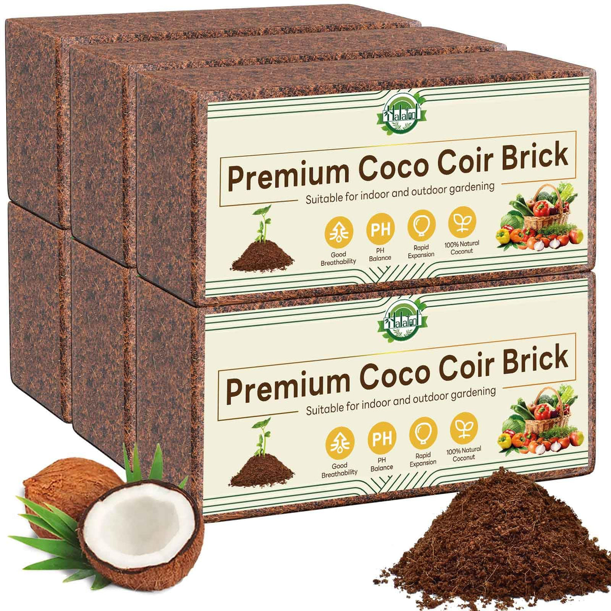Halatool coco coir brick packaging ready for easy setup and transport