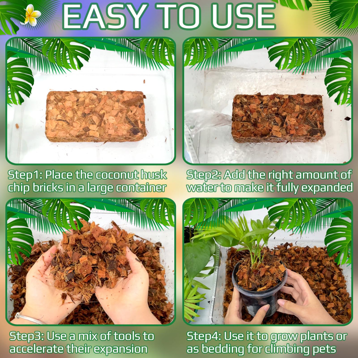 Halatool coco husk chip bricks mulch use for indoor and outdoor gardens