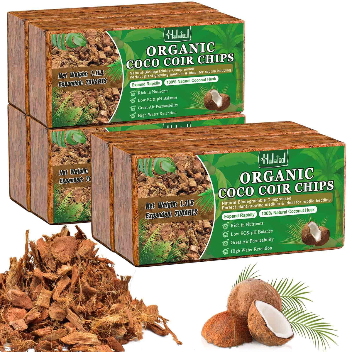 Halatool coco husk chip bricks packaging, eco-friendly plant substrate