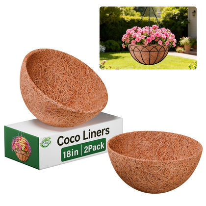 Halatool coco liner 18in round: natural coir boosts soil aeration and water retention.