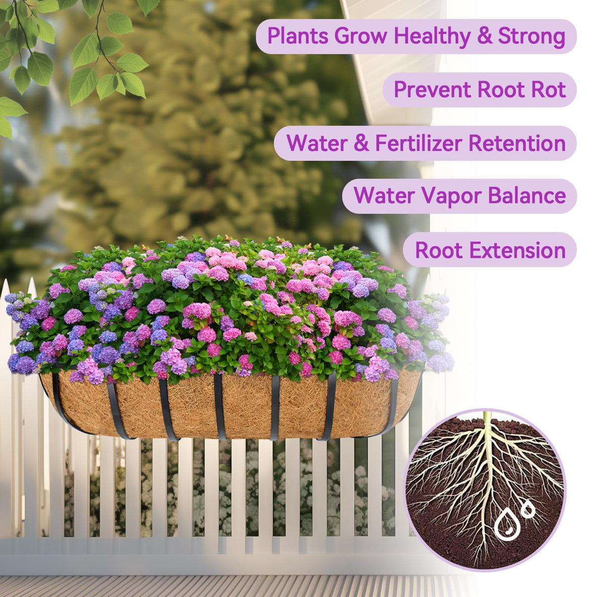 Halatool easy soak-and-shape installation for railing planters.