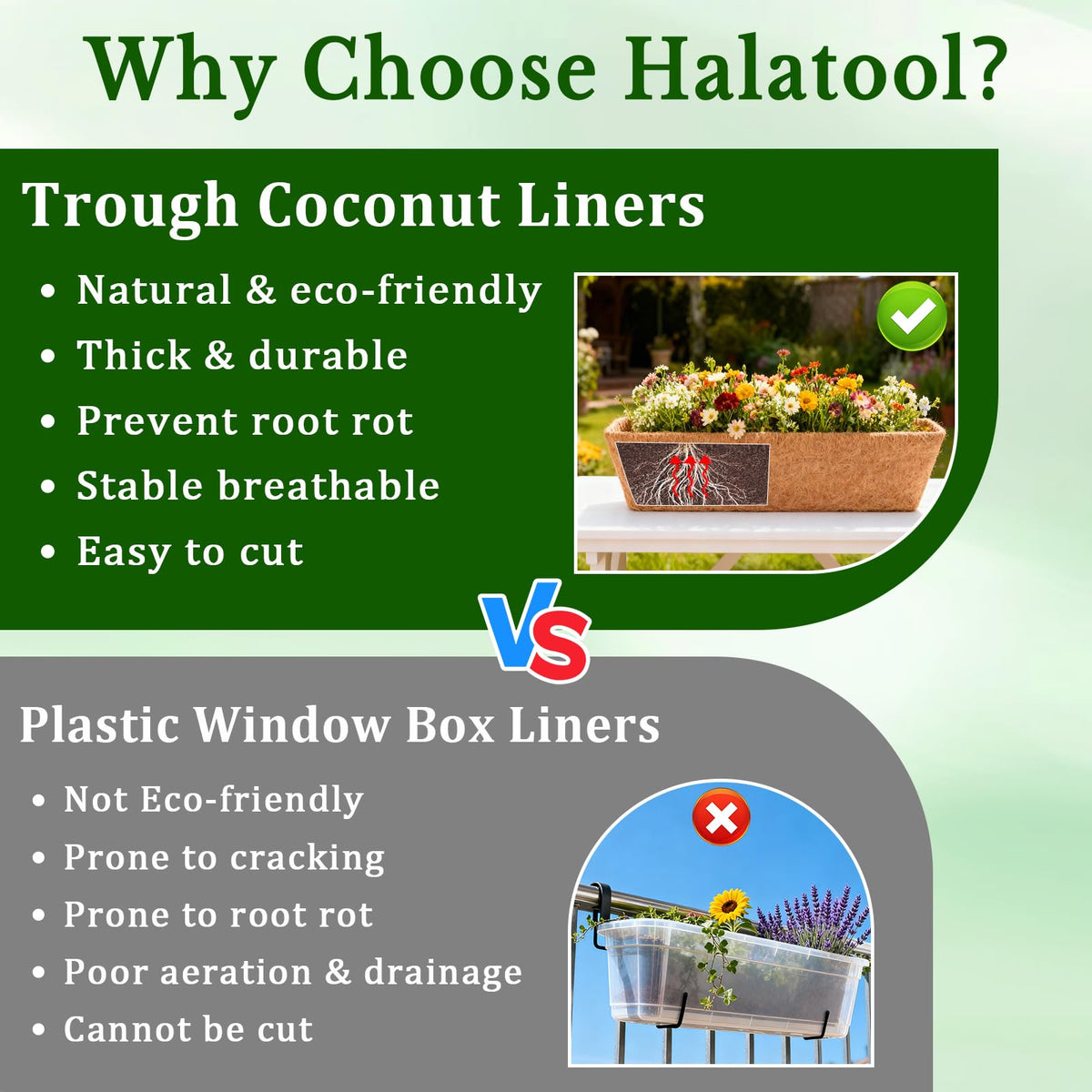Halatool coconut liner decor in garden elevates look while keeping roots breathable.