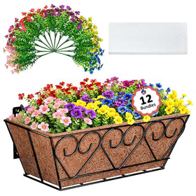 Halatool heart-shape railing planter box on porch with vibrant color display