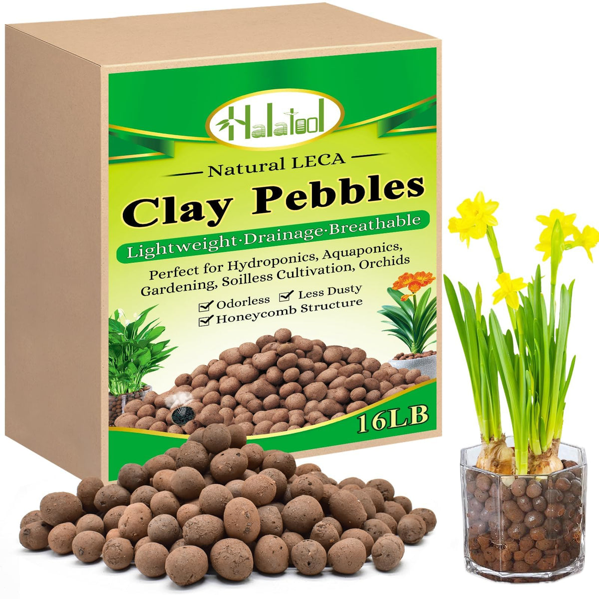 Halatool LECA 4-16mm clay pebbles for plant aeration and drainage