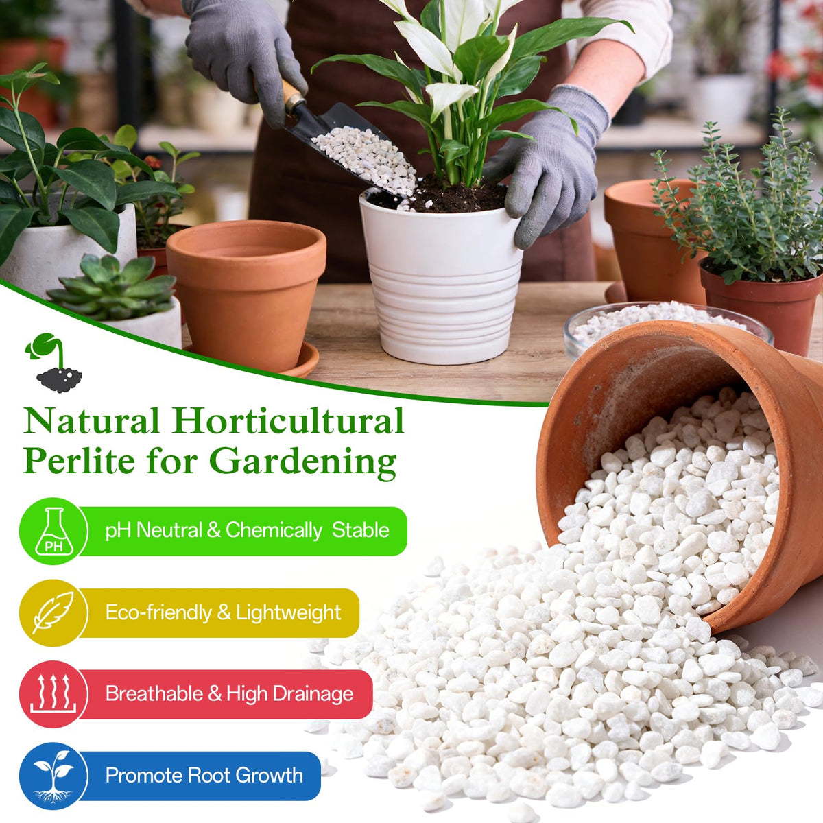 Halatool perlite uniform size pellets improve drainage in pots