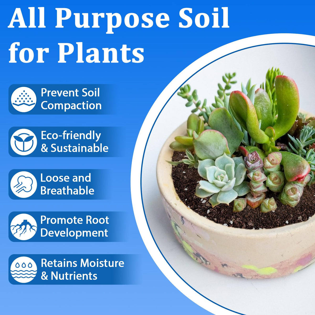 Halatool soil blend with peat, vermiculite, perlite improves drainage.