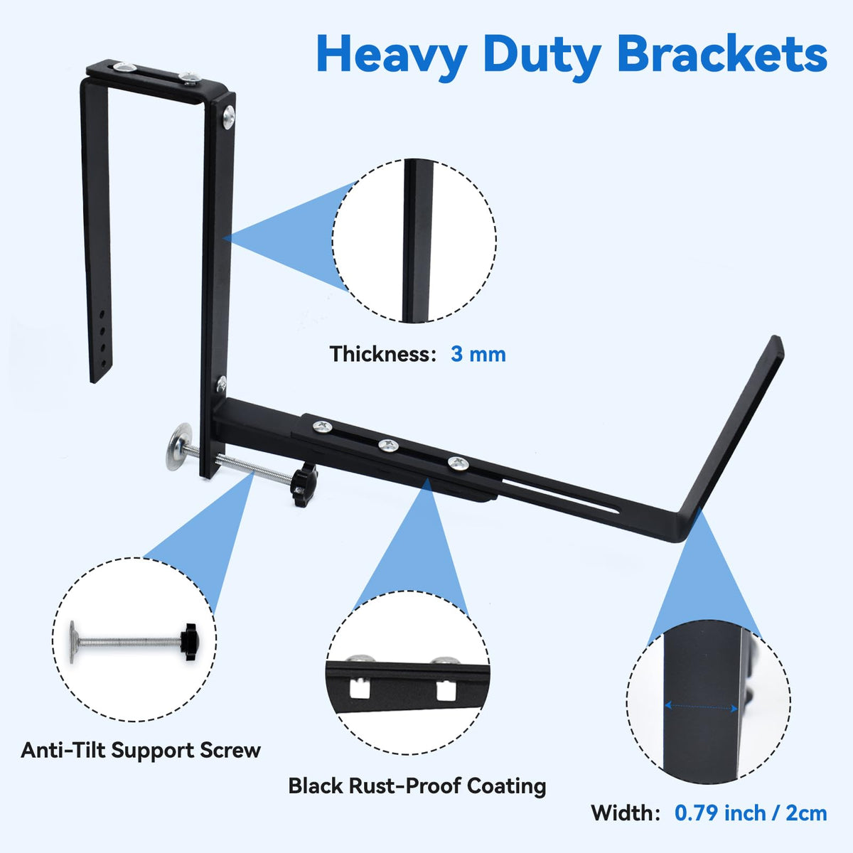 Halatool adjustable-width brackets demonstrate versatile fit for various planter sizes.