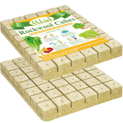 Halatool 2-inch rockwool cube on a starter tray for seed germination.