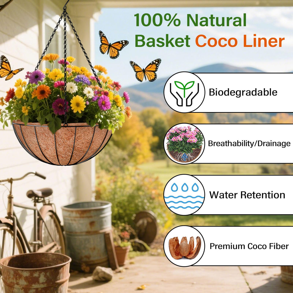 Halatool round basket liner is easy to soak and fit in hanging baskets.