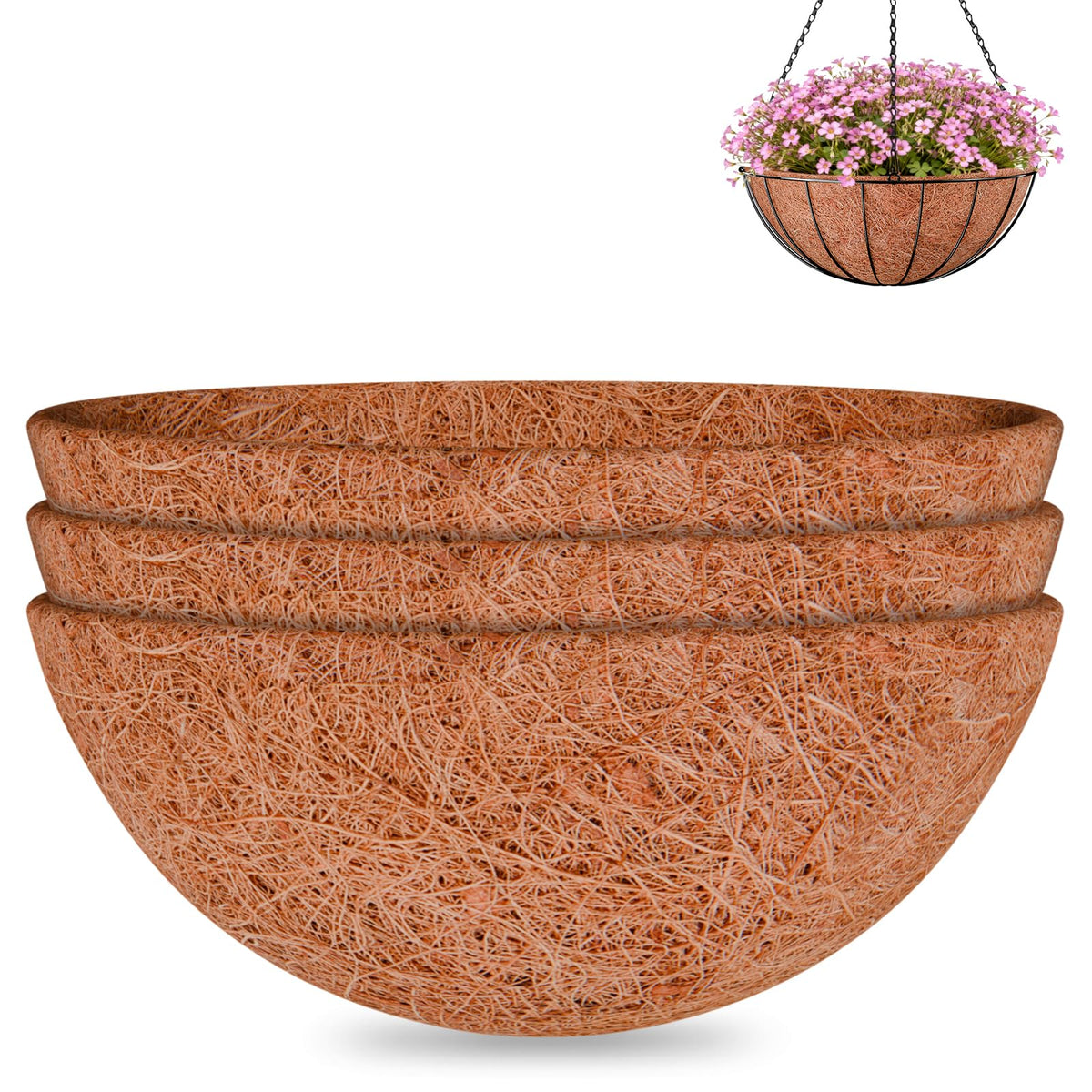 Halatool round coco liner 20in promotes healthy root growth in planters.