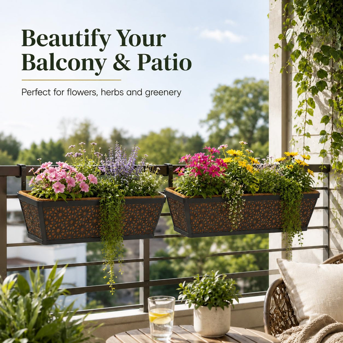 Halatool rustic coconut texture adds charm to porch or balcony displays