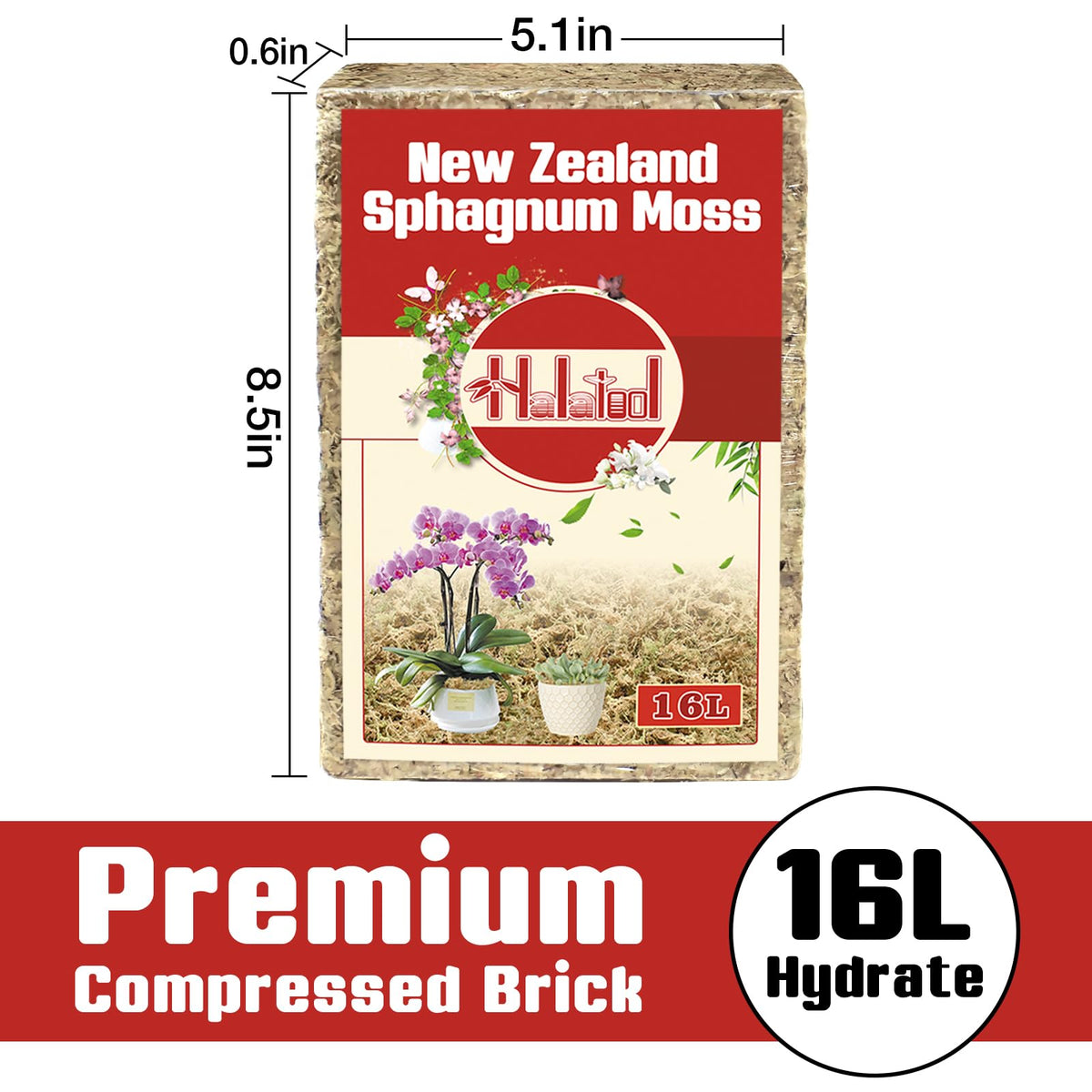 Halatool sphagnum moss expanded after soaking offering up to 16L of fluffy substrate