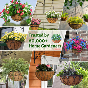 Halatool water-retention coir liner emphasizes moisture retention for potted plants.