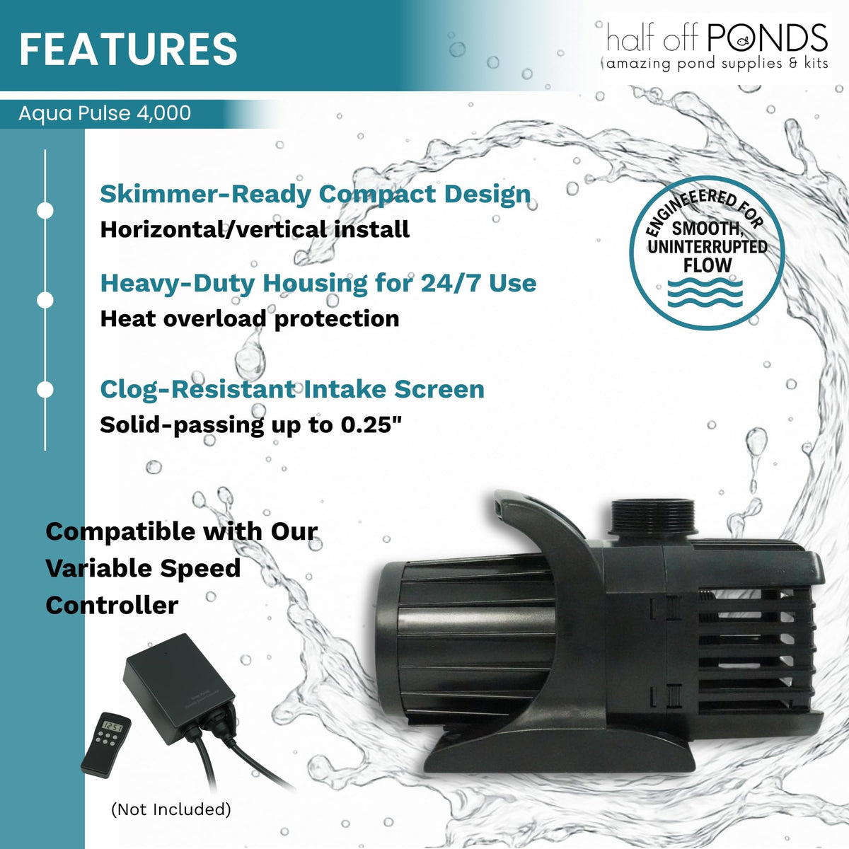 HALF OFF PONDS 276W motor supports efficient operation