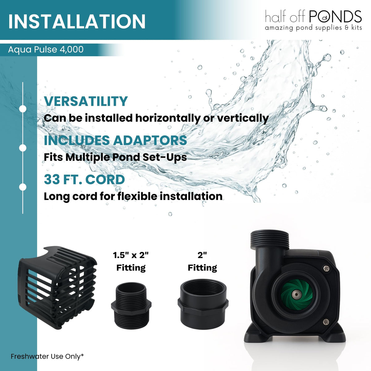 HALF OFF PONDS 2in-to-1-5in adapter for compatible fittings