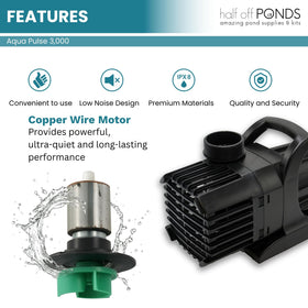 HALF OFF PONDS submersible pump 33 ft cord for flexible placement