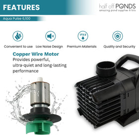 HALF OFF PONDS submersible water pump cord-length 33ft highlights flexible, safe installation