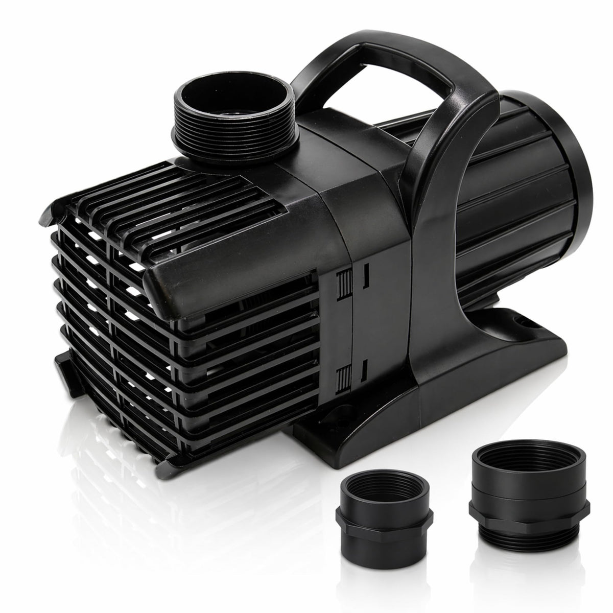 HALF OFF PONDS submersible water pump side view emphasizes compact footprint and 6,100 GPH power