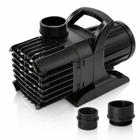HALF OFF PONDS submersible water pump side view emphasizes compact footprint and 6,100 GPH power