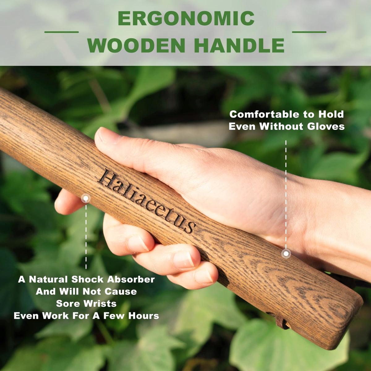 Haliaeetus ergonomic wood handle, comfortable grip during long sessions.