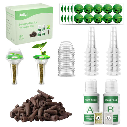Haligo seed pod kit for Aerogarden with 50 grow sponges for seed starting