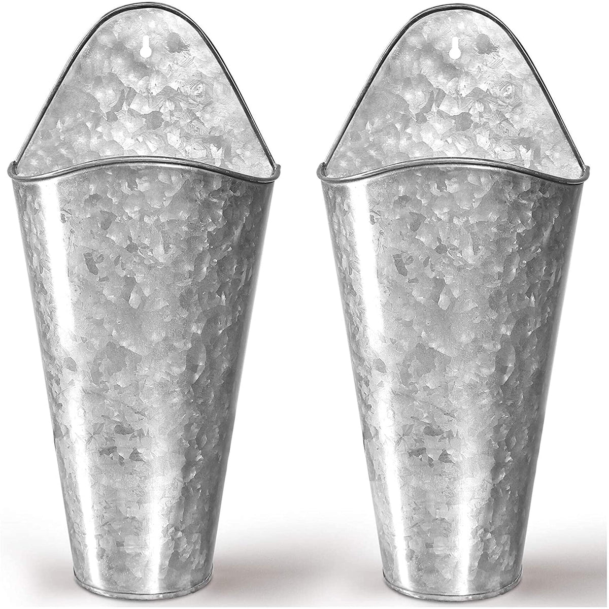Hallops galvanized wall planters two large front view for farmhouse decor