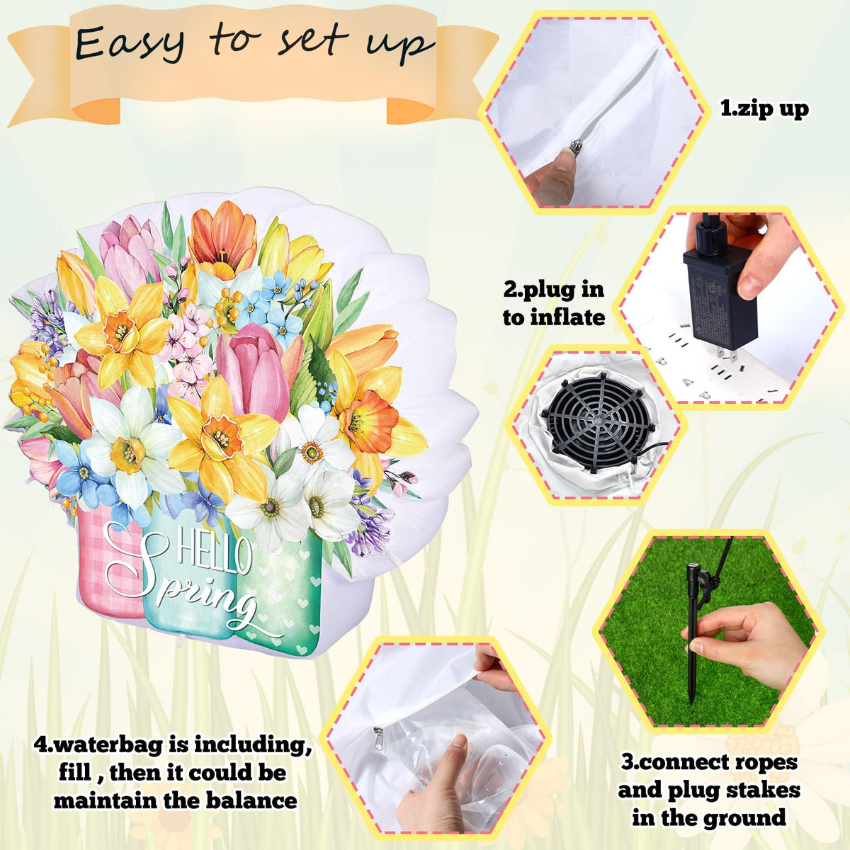 Halloscume multi-color flower inflatable brightens patios and lawns